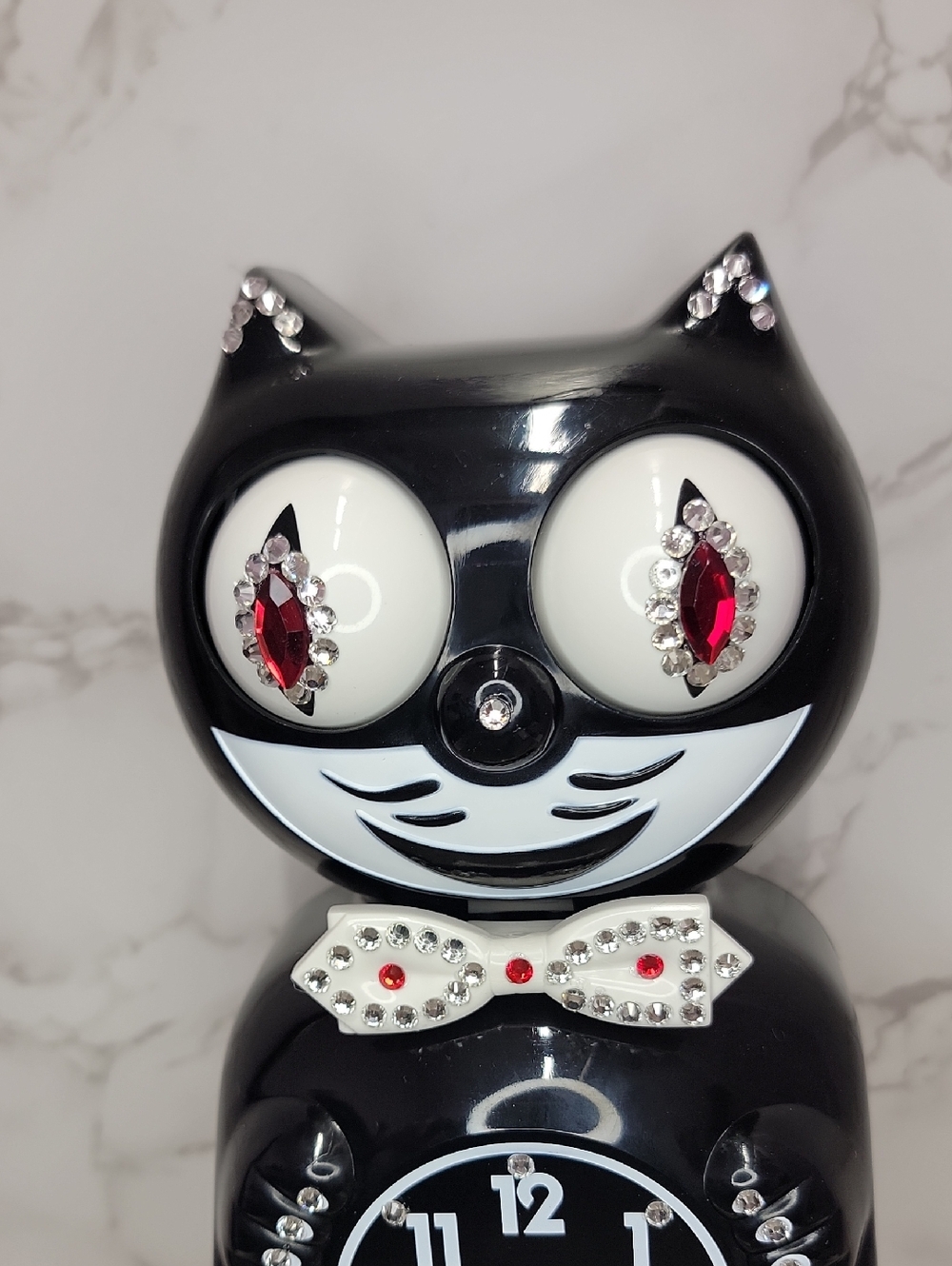 Black Jeweled Kit-Cat Klock clock with red tail SUPER RARE